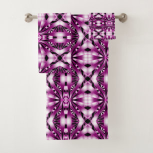 Purple Gradient Perspective Colour Filled Drawing  Bath Towel Set