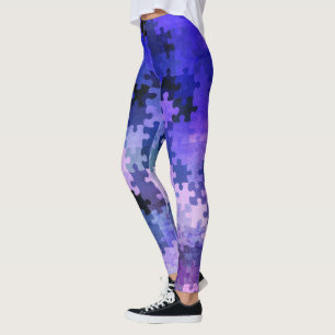 Purple Gradient Puzzle Pieces Leggings