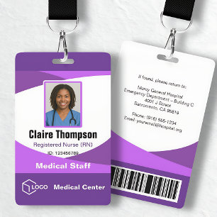 Purple Gradient Registered Nurse Medical Staff ID Badge