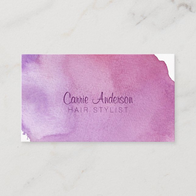 Purple Gradient Watercolor Business Card (Front)