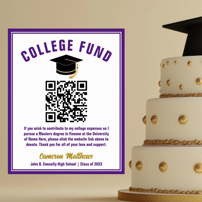 Purple Graduate College Fund QR Code Poster (Creator Uploaded)