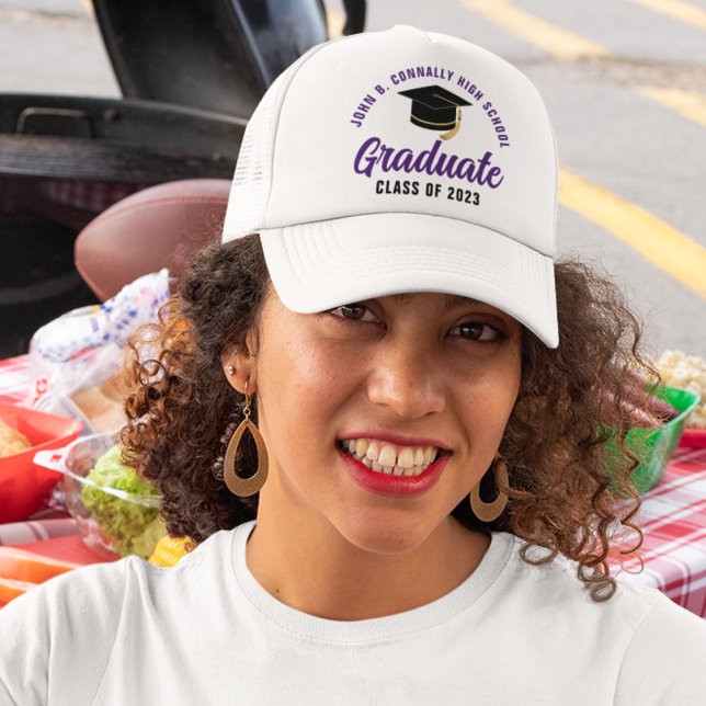 Purple Graduate Custom Class of 2026 Graduation Trucker Hat (Creator Uploaded)