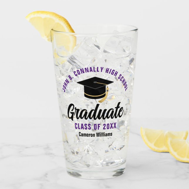 Purple Graduate Custom Graduation Keepsake Glass (Front Ice)