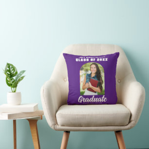 Purple Graduate Photo Arch 2026 Graduation Cushion