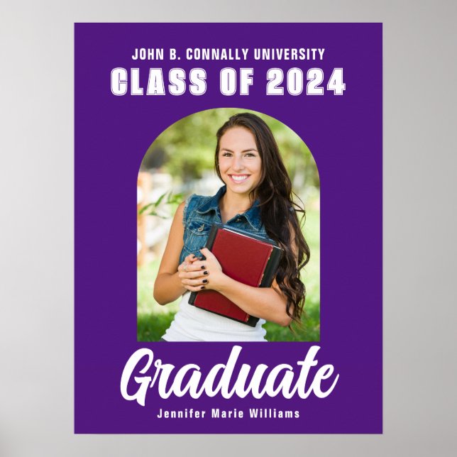 Purple Graduate Photo Arch Modern Graduation Party Poster (Front)