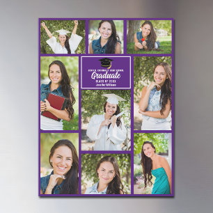 Purple Graduate Photo Collage Graduation Magnet