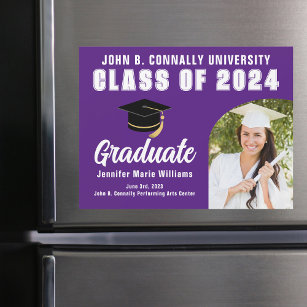Purple Graduate Photo Custom Graduation Magnet