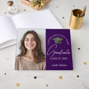 Purple Graduate Photo Custom Graduation Party Guest Book
