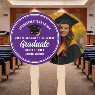 Purple Graduate Photo Custom Graduation Party Hand Fan