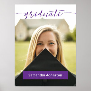 Purple Graduate Script Modern Photo Poster