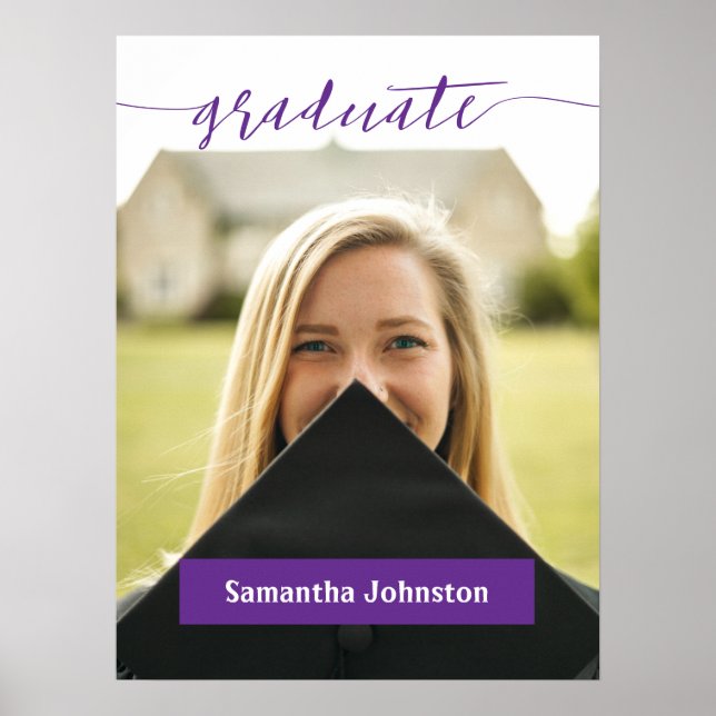 Purple Graduate Script Modern Photo Poster (Front)