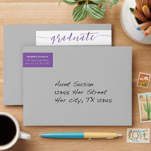 Purple Graduate Script Modern Wrap Around Label
