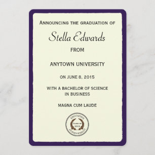 Purple Graduation Announcements Round Corners