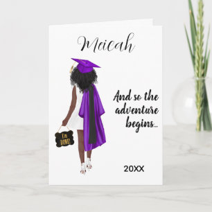Purple Graduation Black Girl Graduate Congrats Card