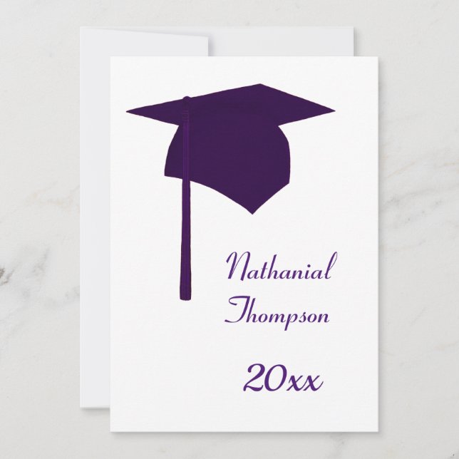 Purple Graduation Cap and Tassel Invitations (Front)