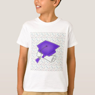 Purple Graduation Cap & Diploma, Colourful T-Shirt