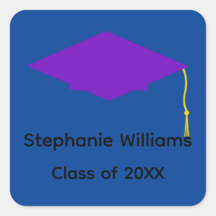 Purple Graduation Cap Stickers