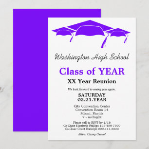 Purple Graduation Caps Class Reunion Template