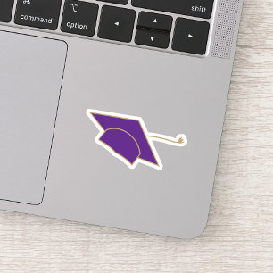 Purple Graduation Caps Custom-Cut Stickers