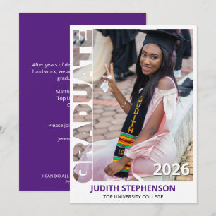 Purple Graduation Class of 2026 Photo Announcement