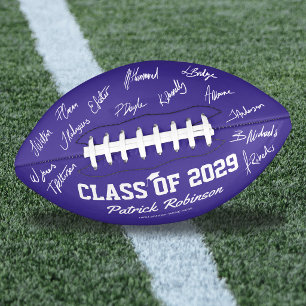 Purple Graduation Class Year Signature American Football
