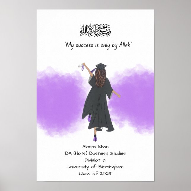 Purple Graduation Degree certificate  Poster (Front)