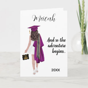 Purple Graduation Girly Graduate Congratulations  Card