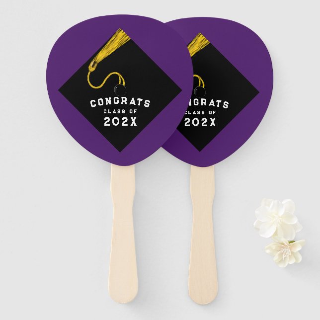 Purple Graduation Hand Fan (Front and Back)