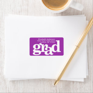 Purple graduation modern bold typography address label