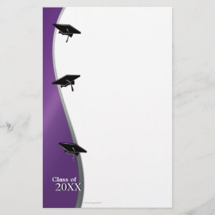 Purple Graduation Note Paper Stationery