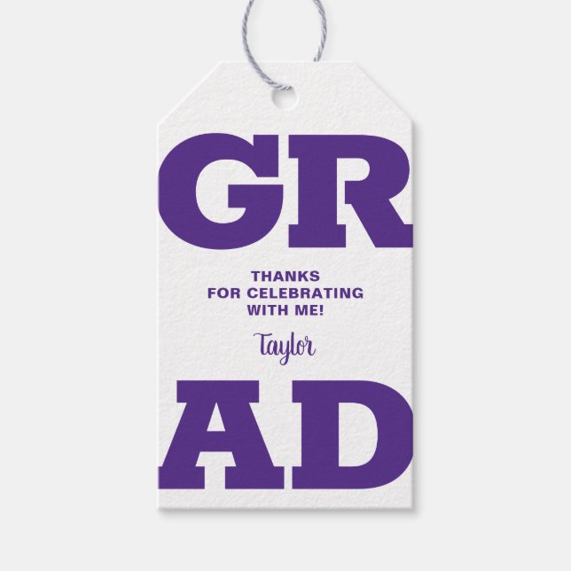Purple Graduation Party Favour Gift Tags (Front)