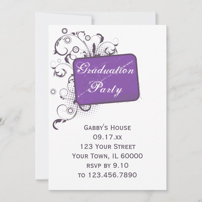Purple Graduation Party Invitation (Front)