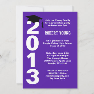 Purple Graduation Party Invitation Class of 2013