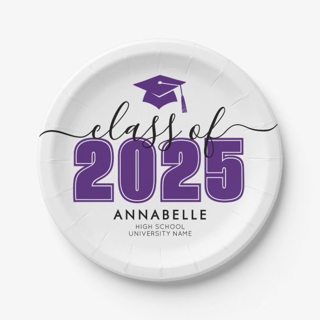 Purple Graduation Party Paper Plate (Front)