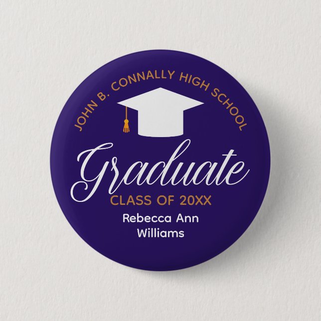 Purple Graduation Personalised 2025 Graduate 6 Cm Round Badge (Front)