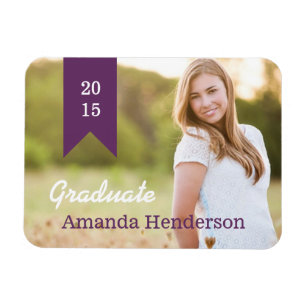 Purple Graduation Photo Announcement Magnet