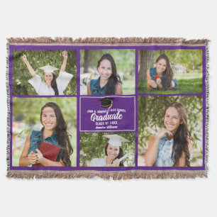 Purple Graduation Photo Collage Chic Custom Throw Blanket