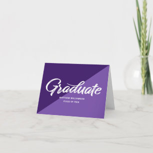 Purple Graduation Retro Bold Script Cap Icon Thank You Card