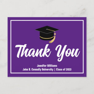Purple Graduation Thank You Custom Graduate Postcard