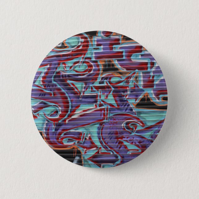 Purple Graffiti on Shutter 6 Cm Round Badge (Front)
