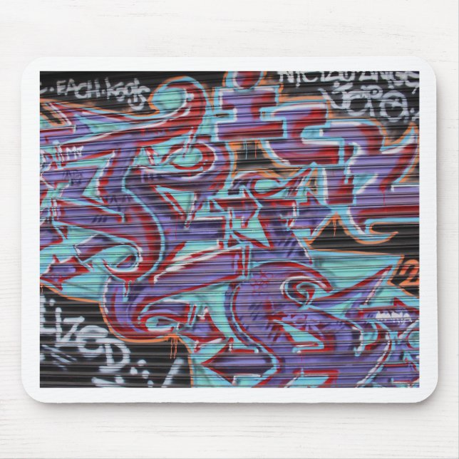 Purple Graffiti on Shutter Mouse Mat (Front)