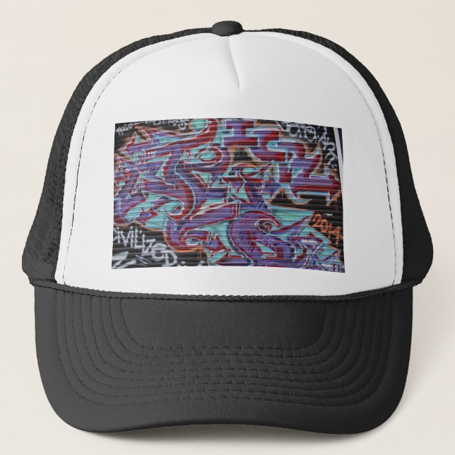 Purple Graffiti on Shutter Trucker Hat (Front)