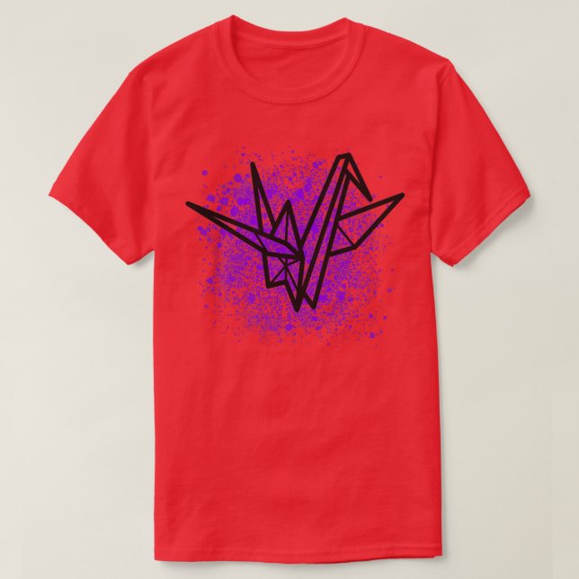 Purple Graffiti Origami Crane T-Shirt (Design Front)