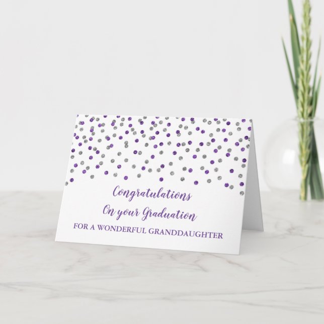 Purple Granddaughter Congratulations Graduation Card (Front)