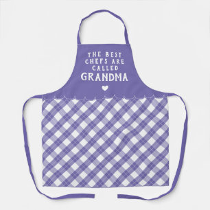 Purple Grandma Best Chef Heart & Plaid Apron