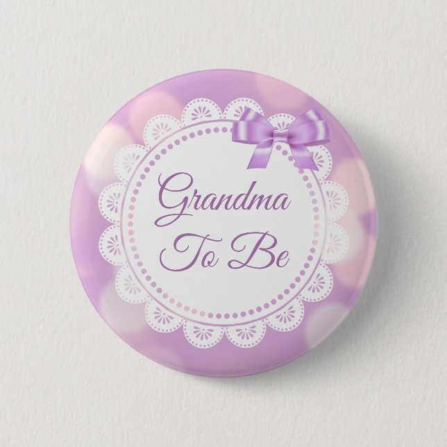 Purple Grandma to be Baby Shower 6 Cm Round Badge (Front)