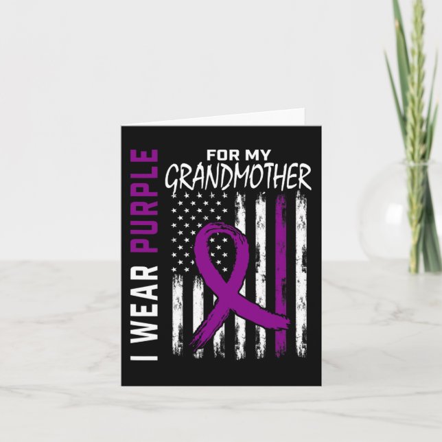 Purple Grandmother Grandma Pancreatic Cancer Aware Card (Front)