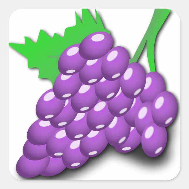 Purple Grape Cluster Square Sticker (Front)