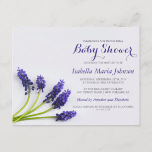 Purple Grape-Hyacinth   Floral Baby Shower Invitation