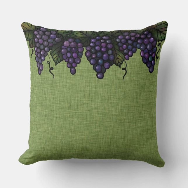 Purple Grapes and Vines, Throw Pillow 20" x 20" (Front)